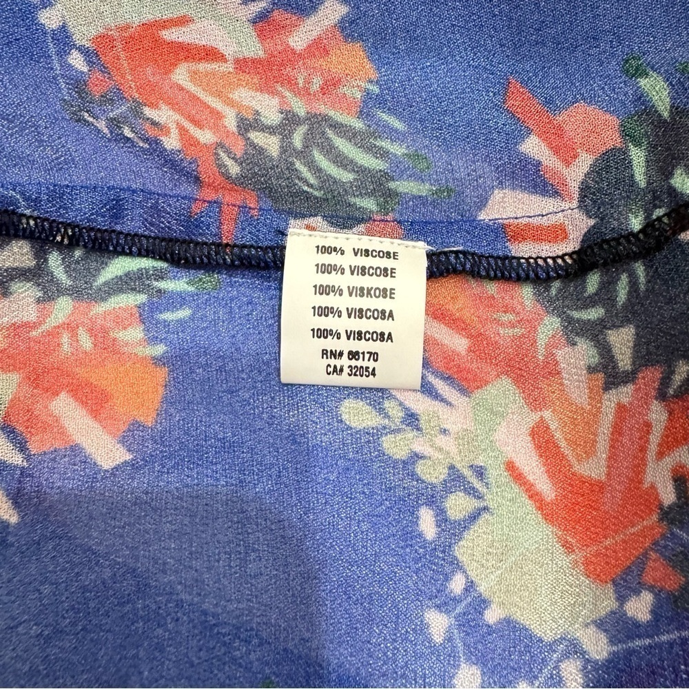 Anthropologie Bl^nk London Miranda Peasant Blouse Floral Eclectic Sz XSmall Blue - Picture 10 of 10